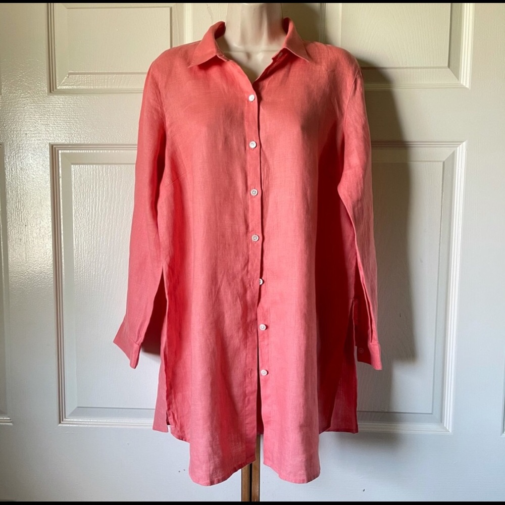 J.Jill Love Linen Petite Shrimp button down shirt